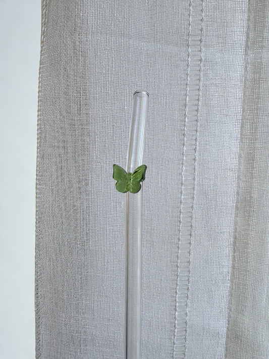 Green Butterfly Straw