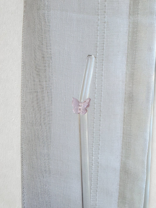 Pink Butterfly Straw