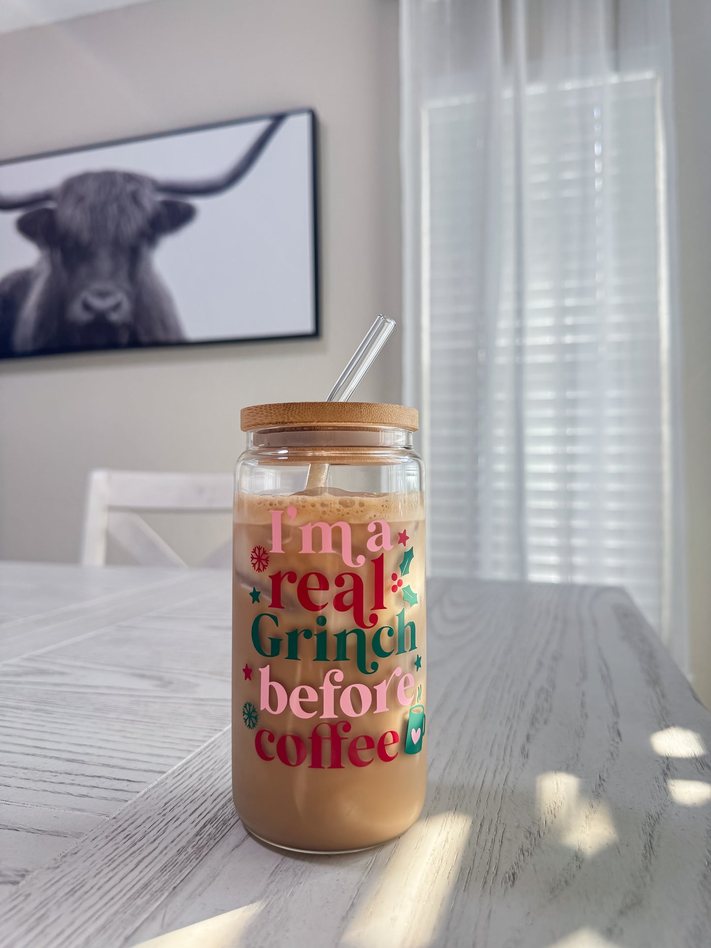 16oz I'm a real grinch glass