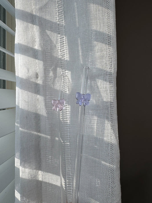 bow charm glass straw