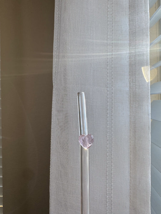 heart charm glass straw